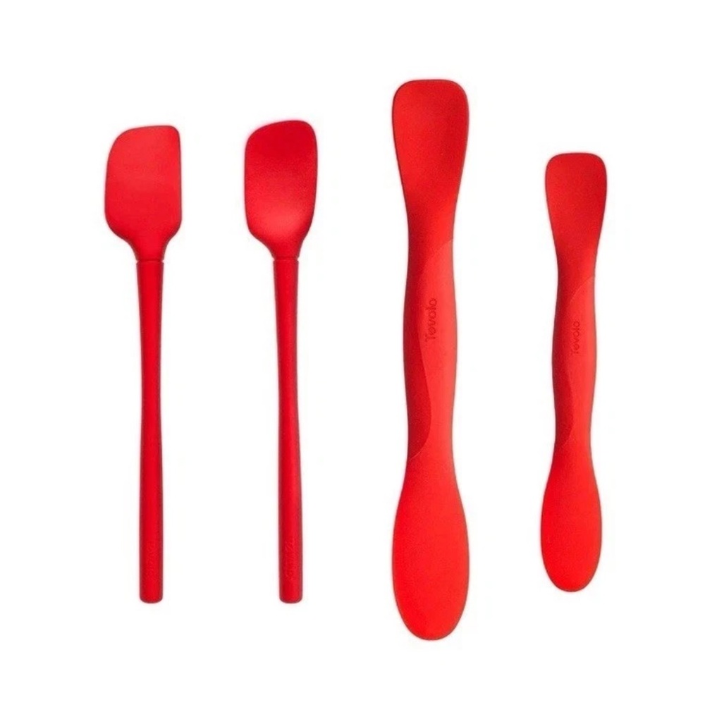 (Set/4) NWT Tovolo Mini Silicone Flex-Core Kitchen Spatula Set - Candy Apple Red
